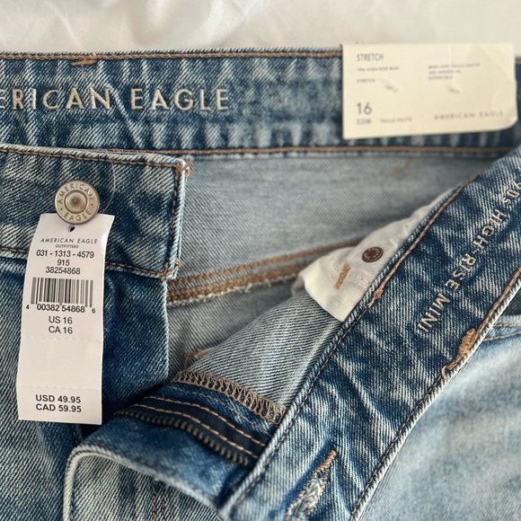 NWT American Eagle '90s High-Rise Denim Mini Skirt - Size 16 - Picture 2 of 7